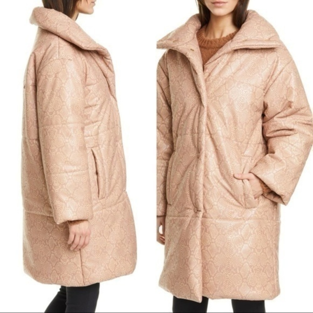 NWT Nanushka Mask Vegan Leather Snake Puffer Coat